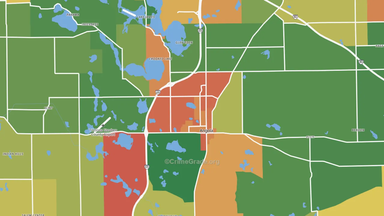 Steuben County, IN Map of Theft Rates