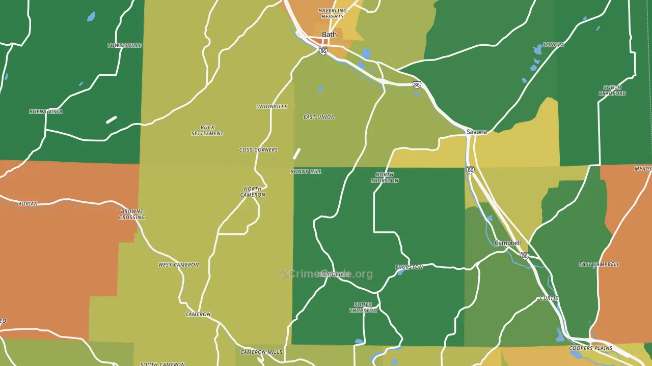 Steuben County, NY Map of Theft Rates