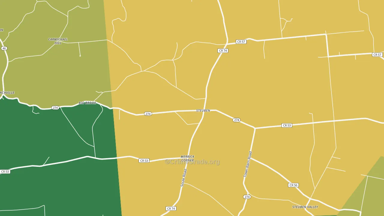 Steuben, NY Map of Theft Rates