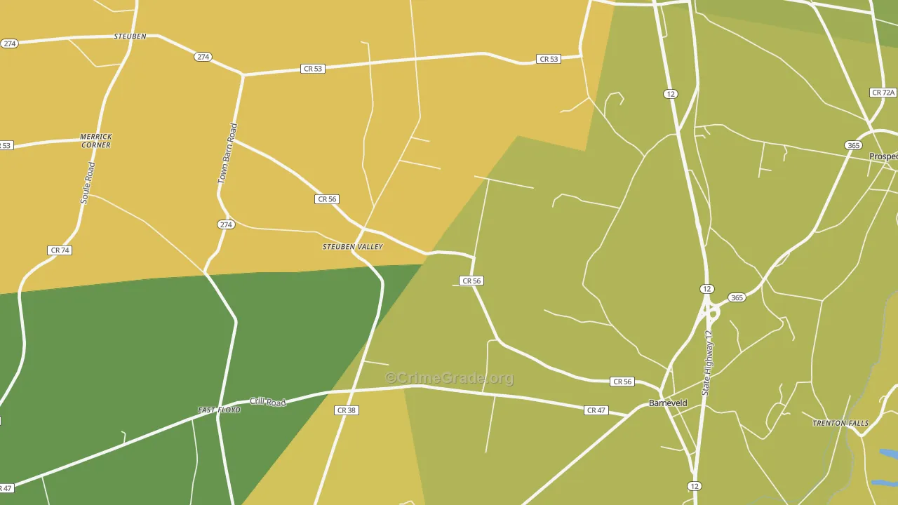 Steuben Valley, NY Map of Theft Rates