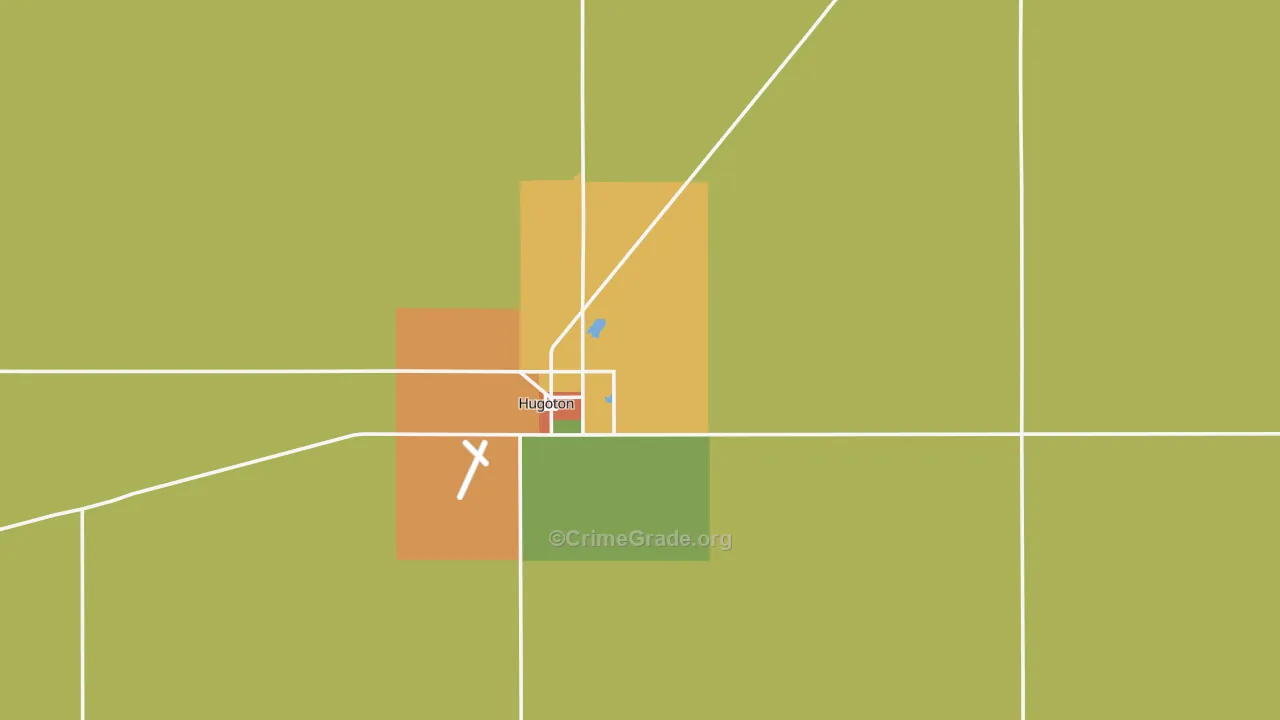 Stevens County, KS Map of Theft Rates