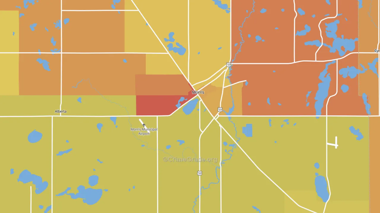 Stevens County, MN Map of Theft Rates