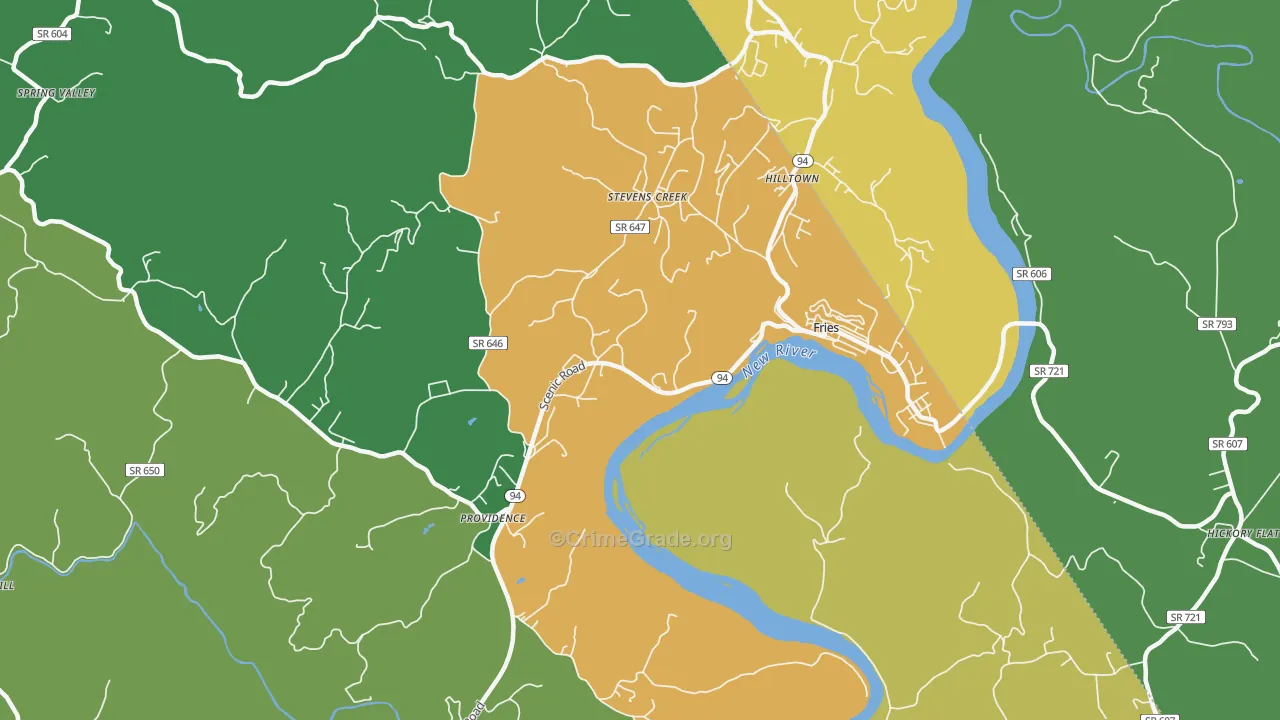 Stevens Creek, VA Map of Theft Rates