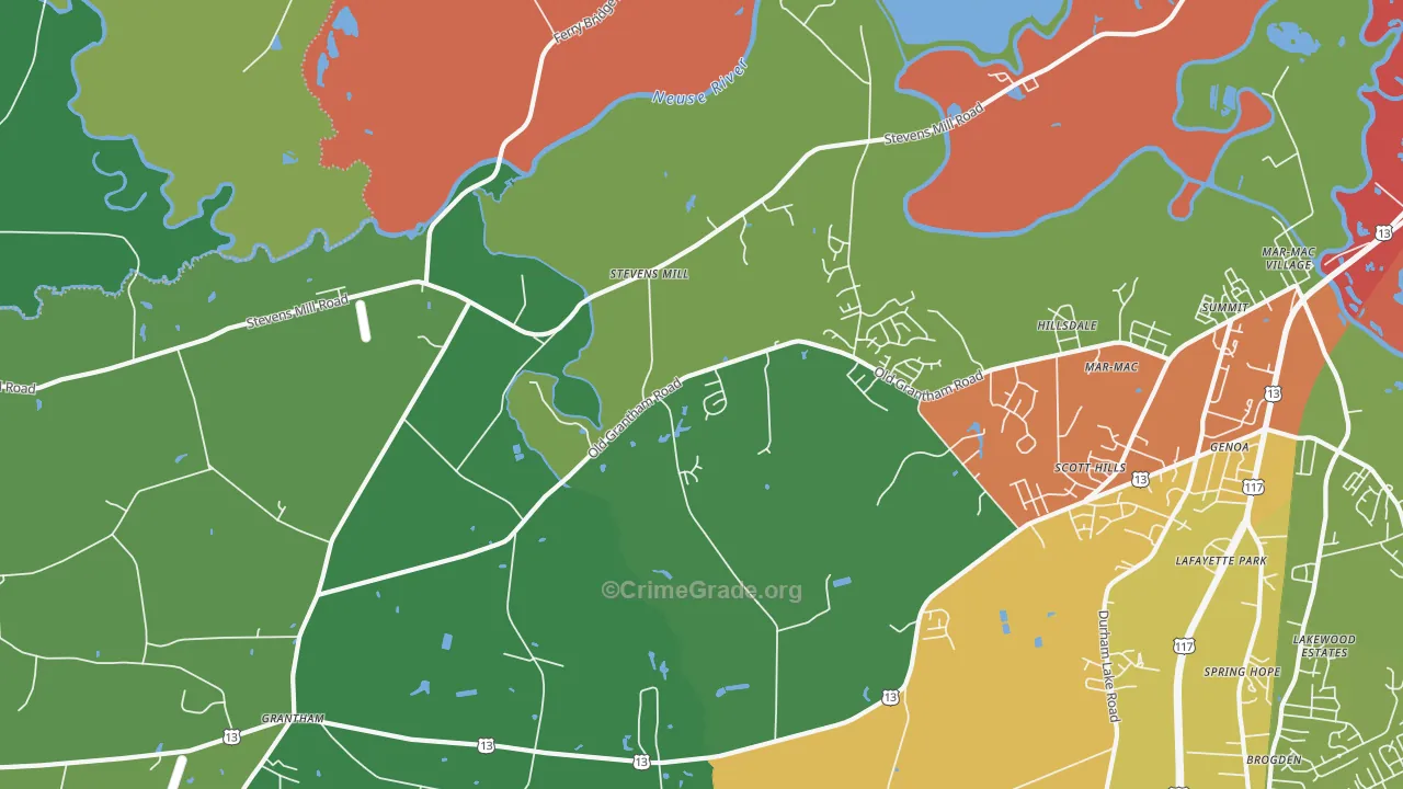 Stevens Mill, NC Map of Theft Rates