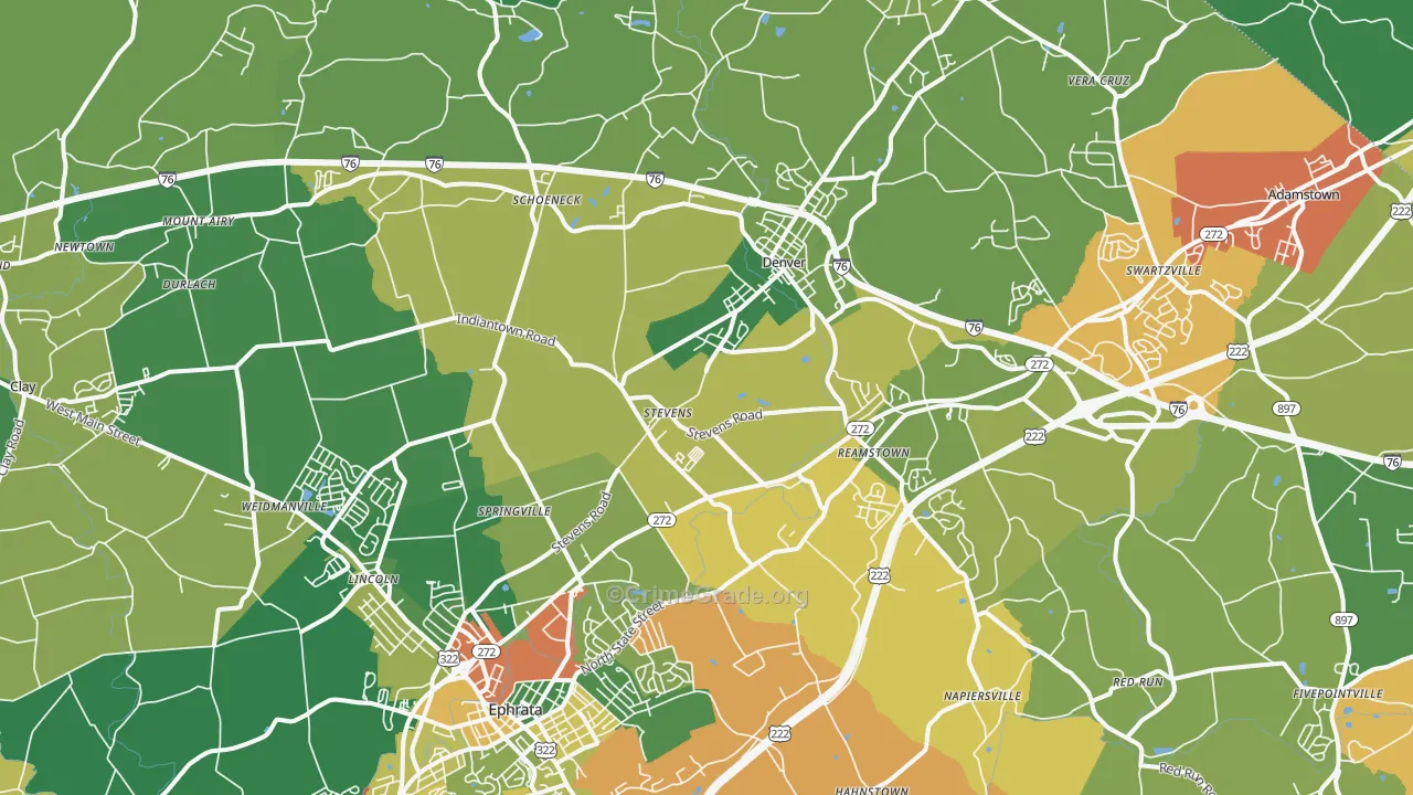 Stevens, PA Map of Theft Rates