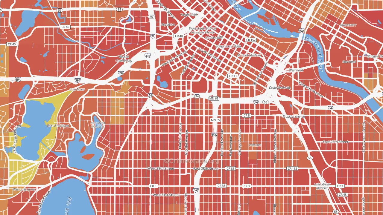 Stevens Square, Minneapolis, MN Map of Theft Rates