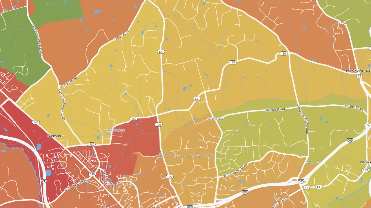 Stevenson, MD Map of Theft Rates