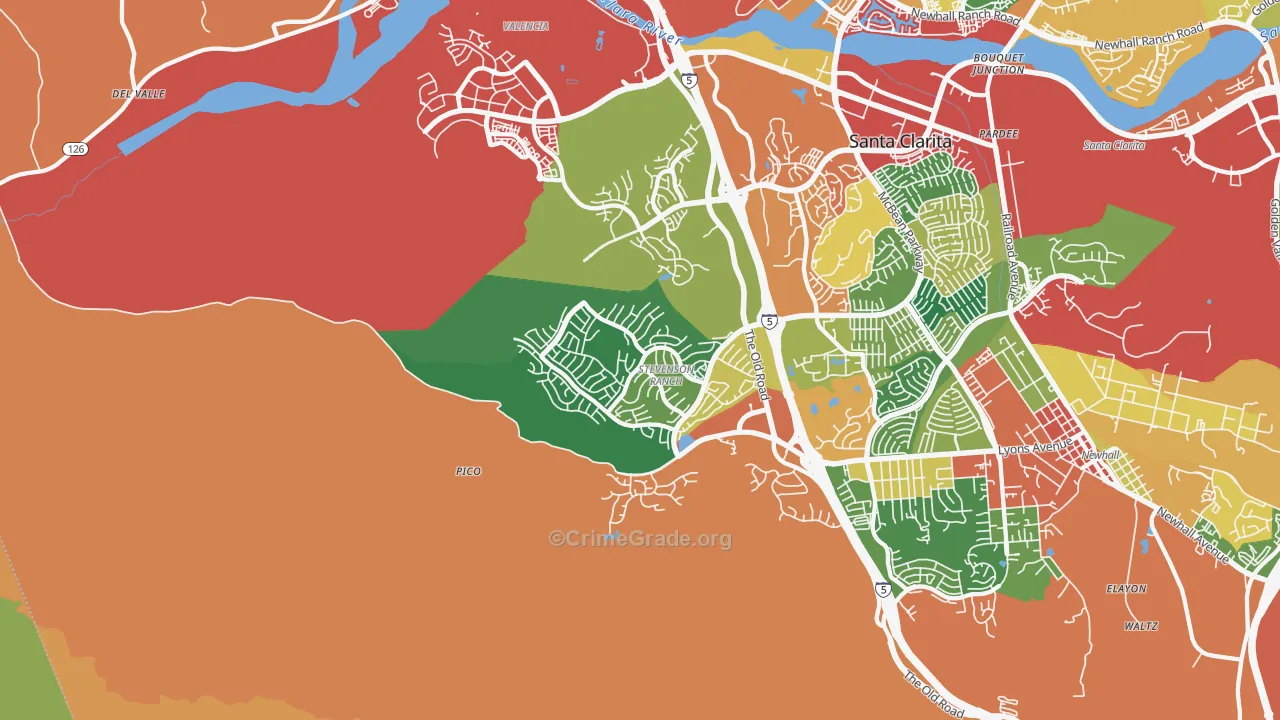 Stevenson Ranch, CA Map of Theft Rates