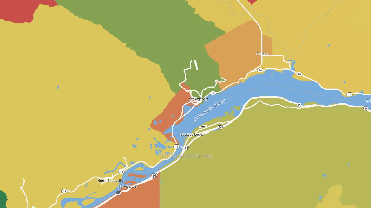 Stevenson, WA Map of Theft Rates