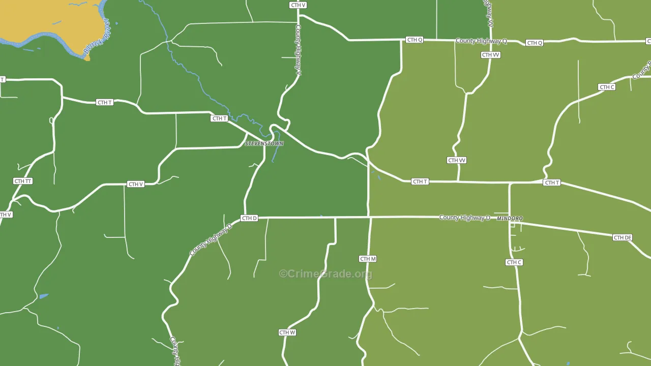 Stevenstown, WI Map of Theft Rates