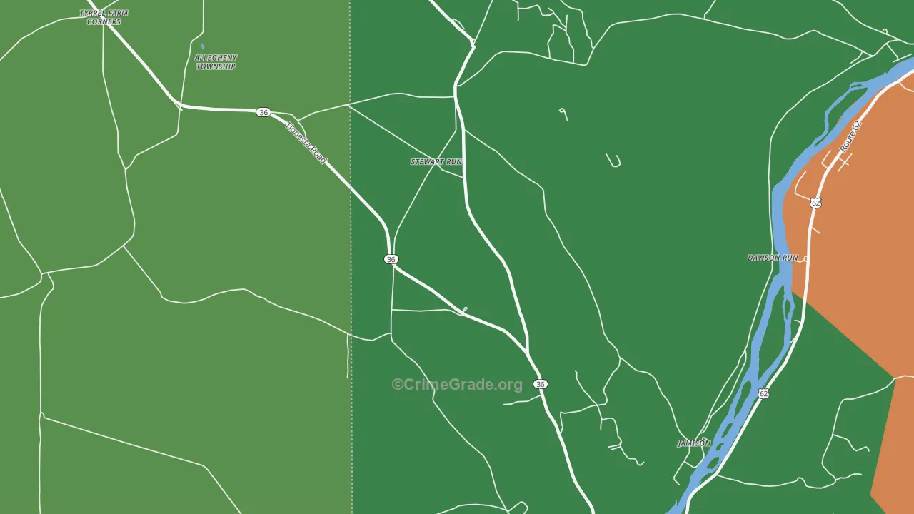 Stewart Run, PA Map of Theft Rates