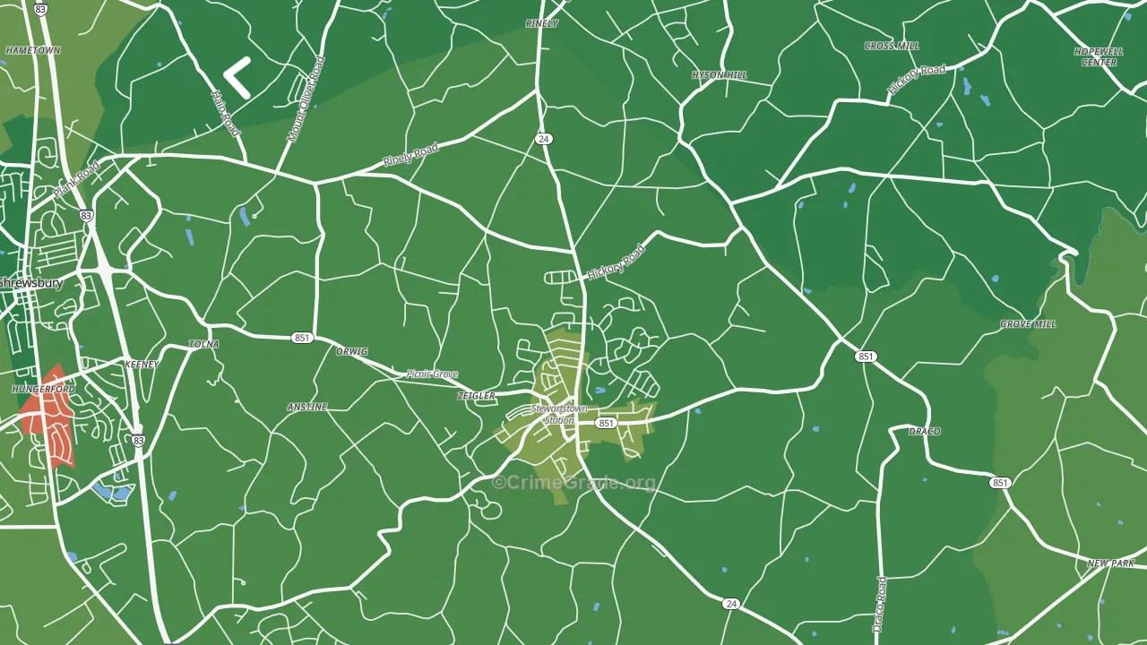 Stewartstown, PA Map of Theft Rates
