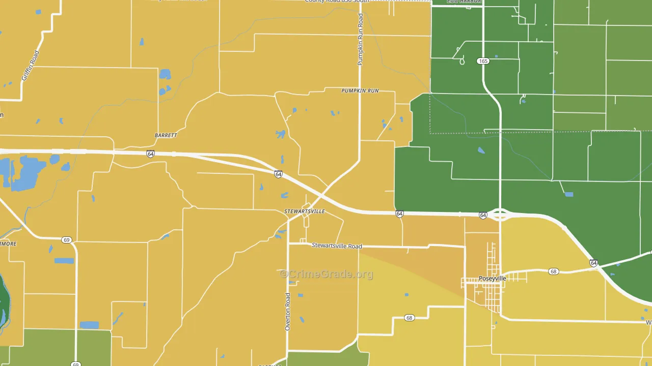 Stewartsville, IN Map of Theft Rates