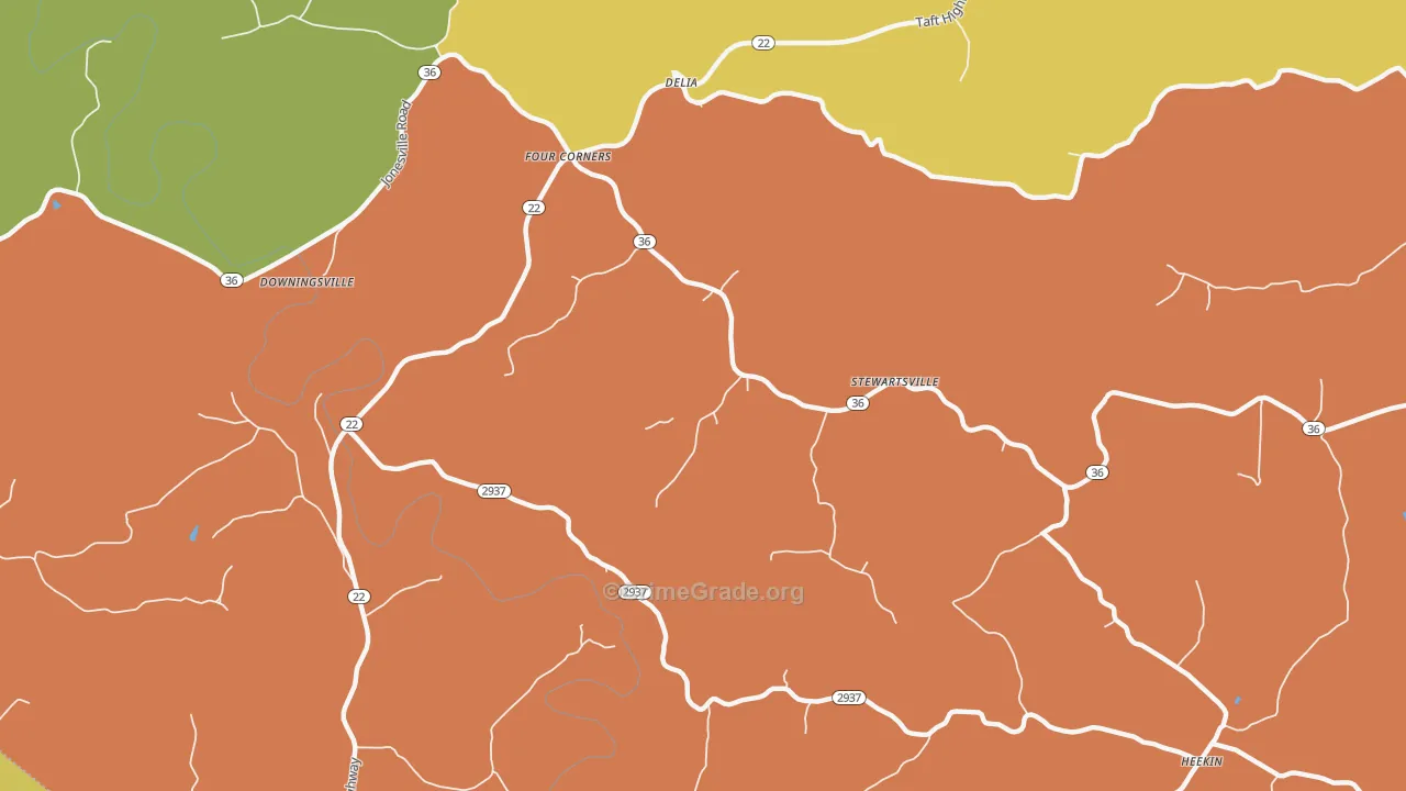 Stewartsville, KY Map of Theft Rates
