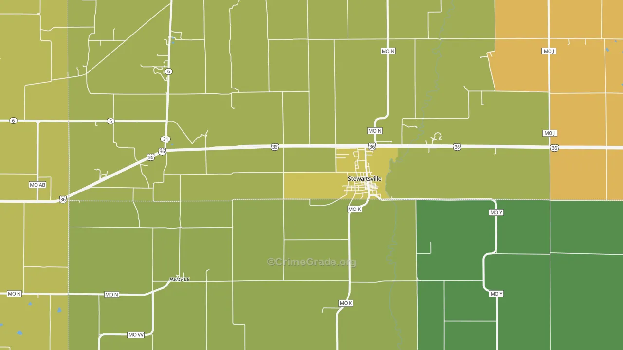 Stewartsville, MO Map of Theft Rates