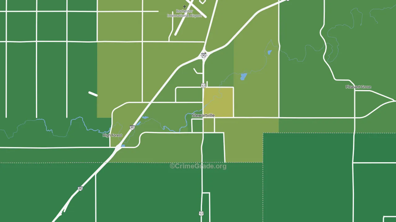 Stewartville, MN Map of Theft Rates