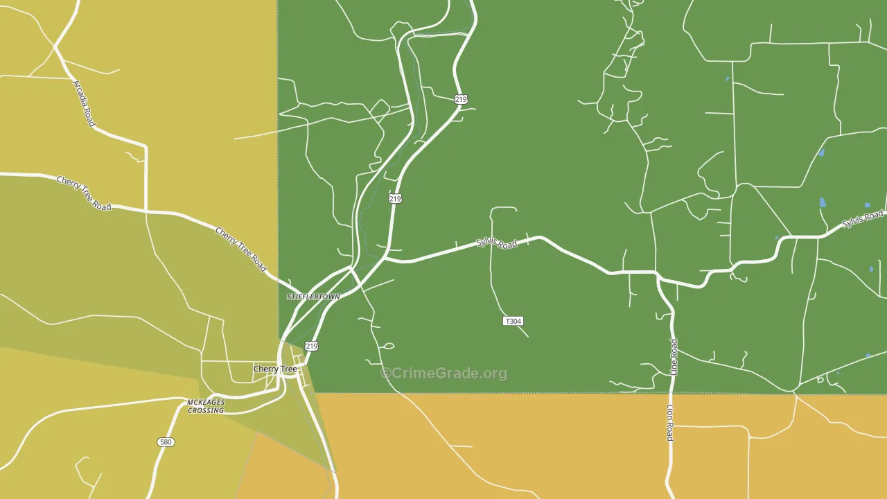 Stifflertown, PA Map of Theft Rates