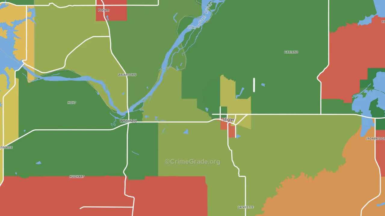 Stigler, OK Map of Theft Rates