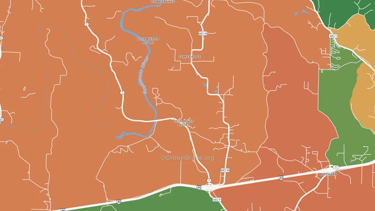 Stillhouse Springs, MO Map of Theft Rates