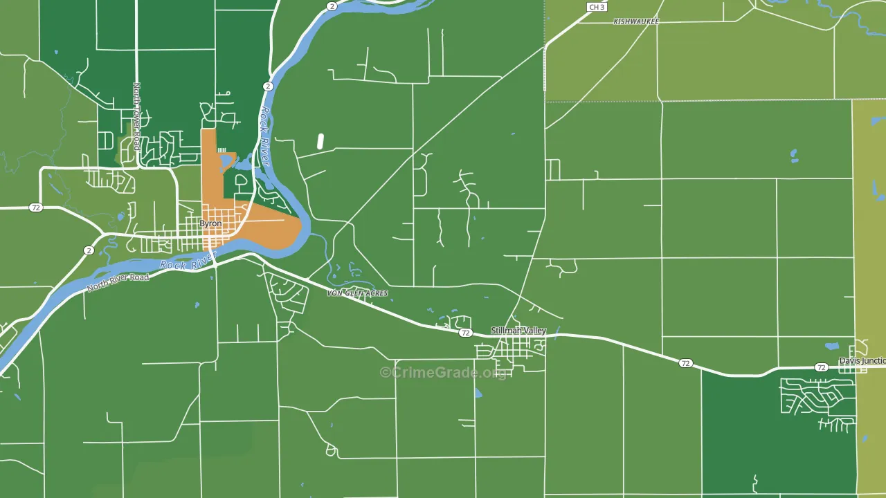 Stillman Valley, IL Map of Theft Rates