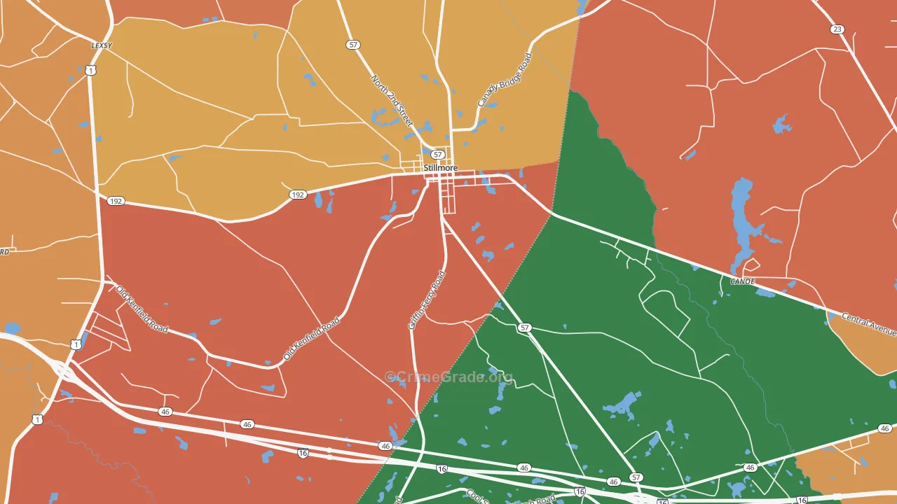 Stillmore, GA Map of Theft Rates