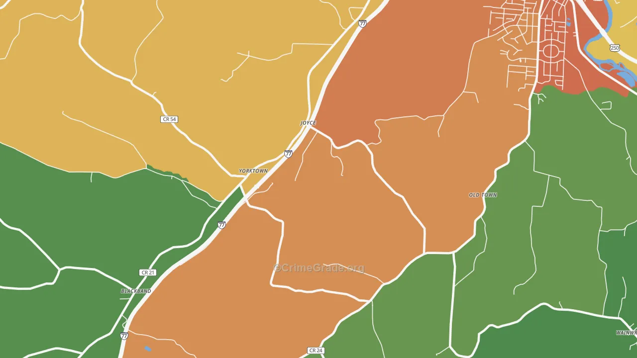 Stillwater, OH Map of Theft Rates