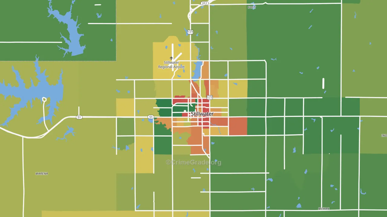 Stillwater, OK Map of Theft Rates