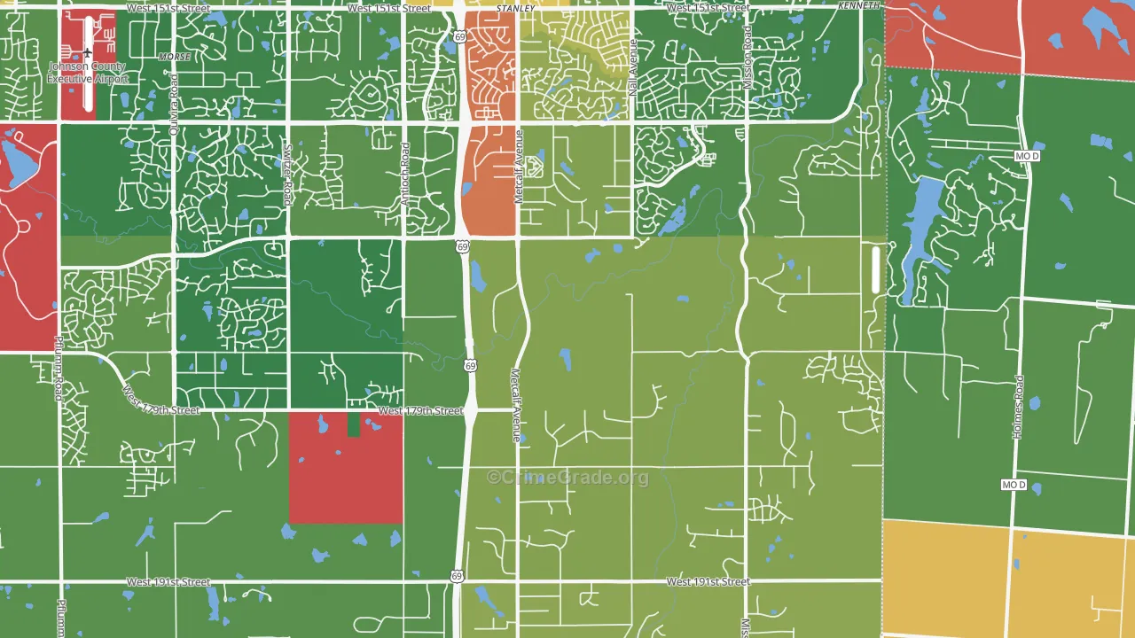 Stilwell, KS Map of Theft Rates