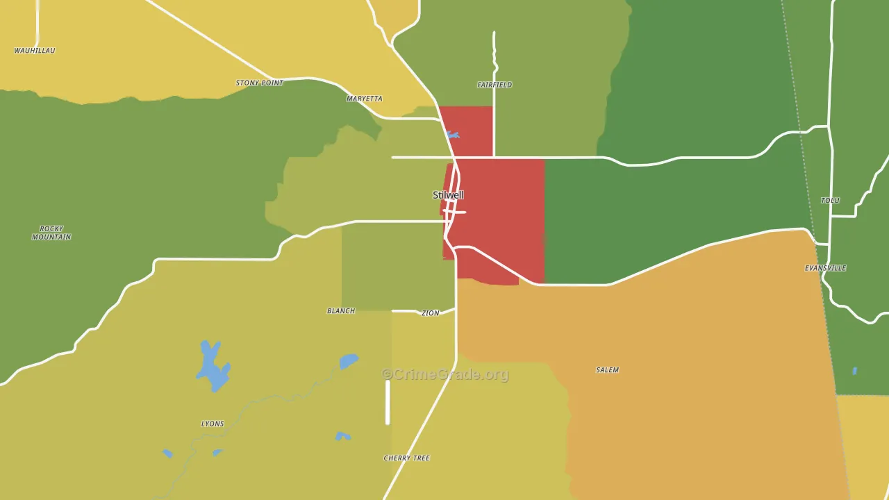 Stilwell, OK Map of Theft Rates