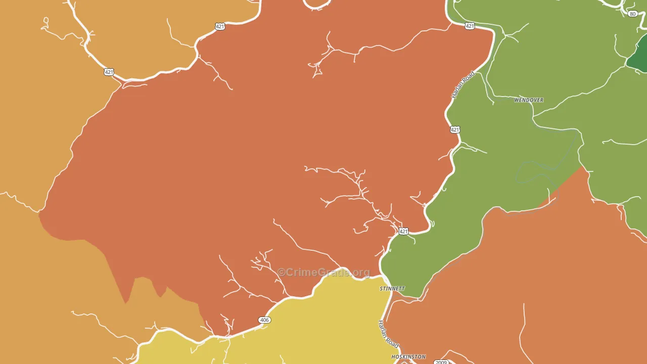 Stinnett, KY Map of Theft Rates