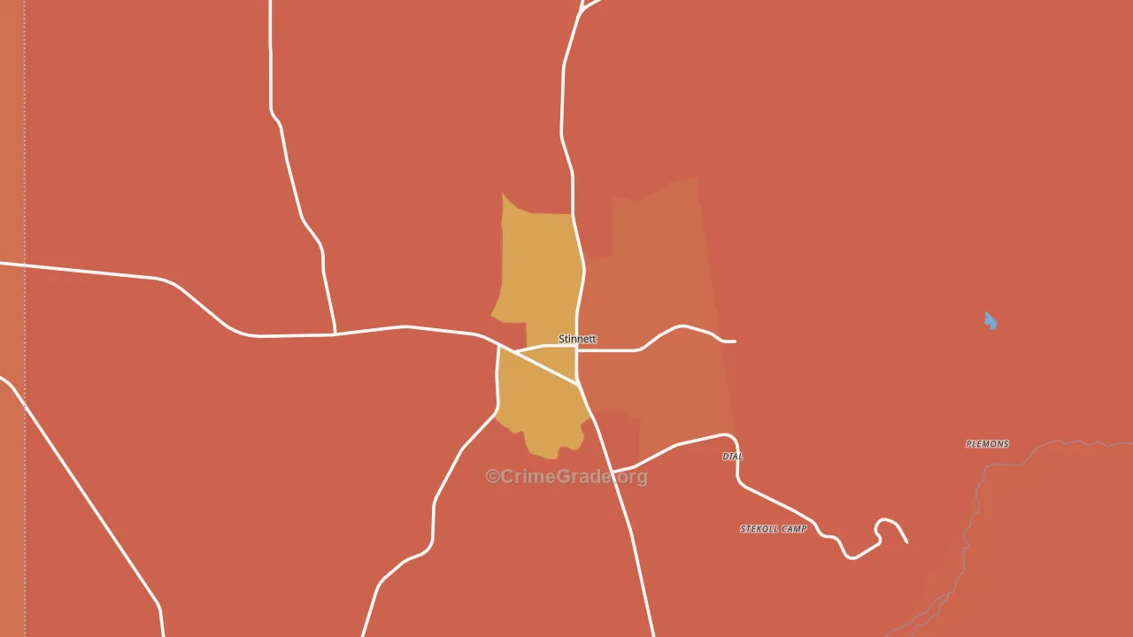 Stinnett, TX Map of Theft Rates