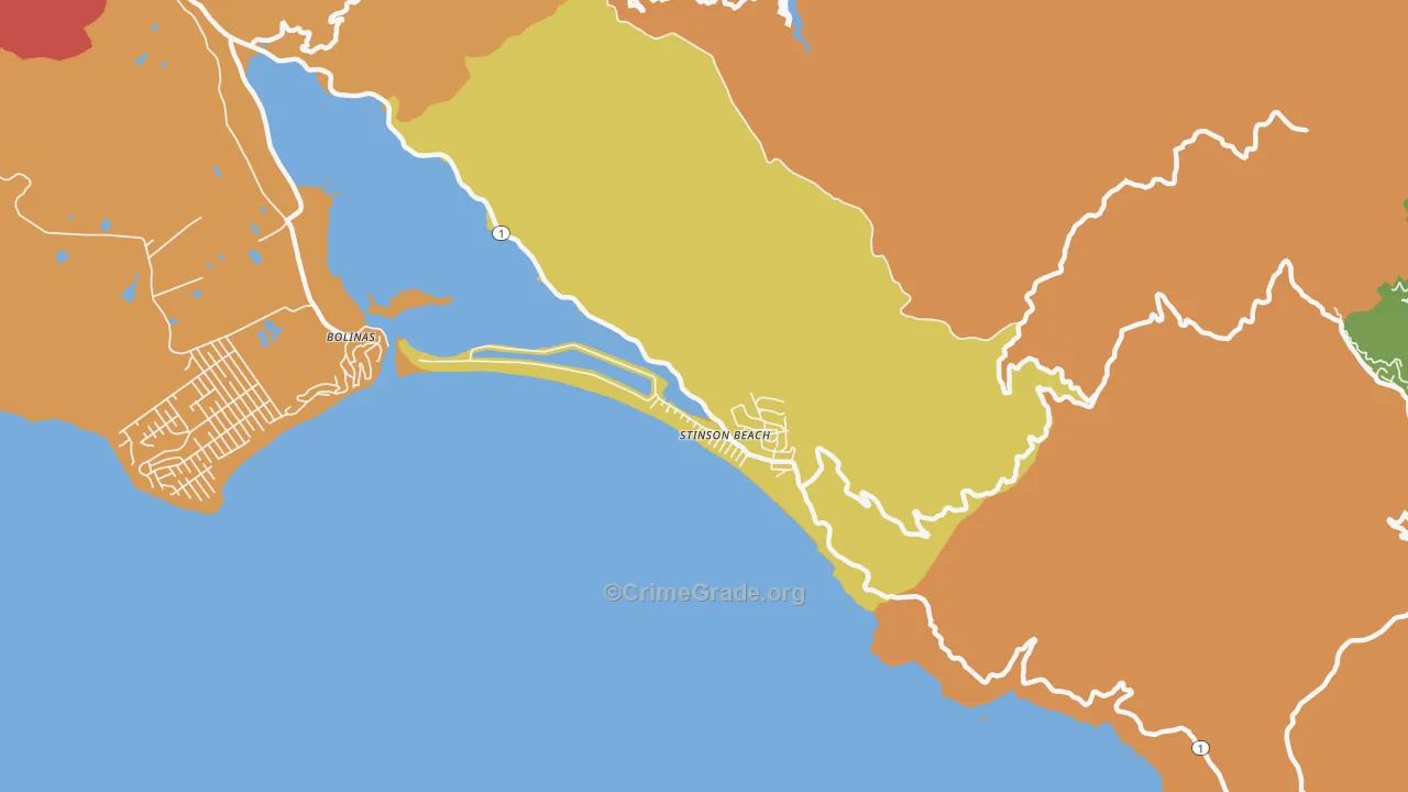 Stinson Beach, CA Map of Theft Rates