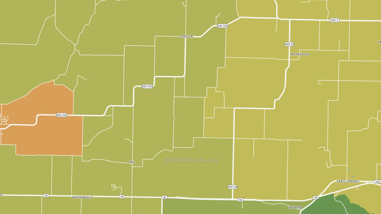 Stinson, MO Map of Theft Rates