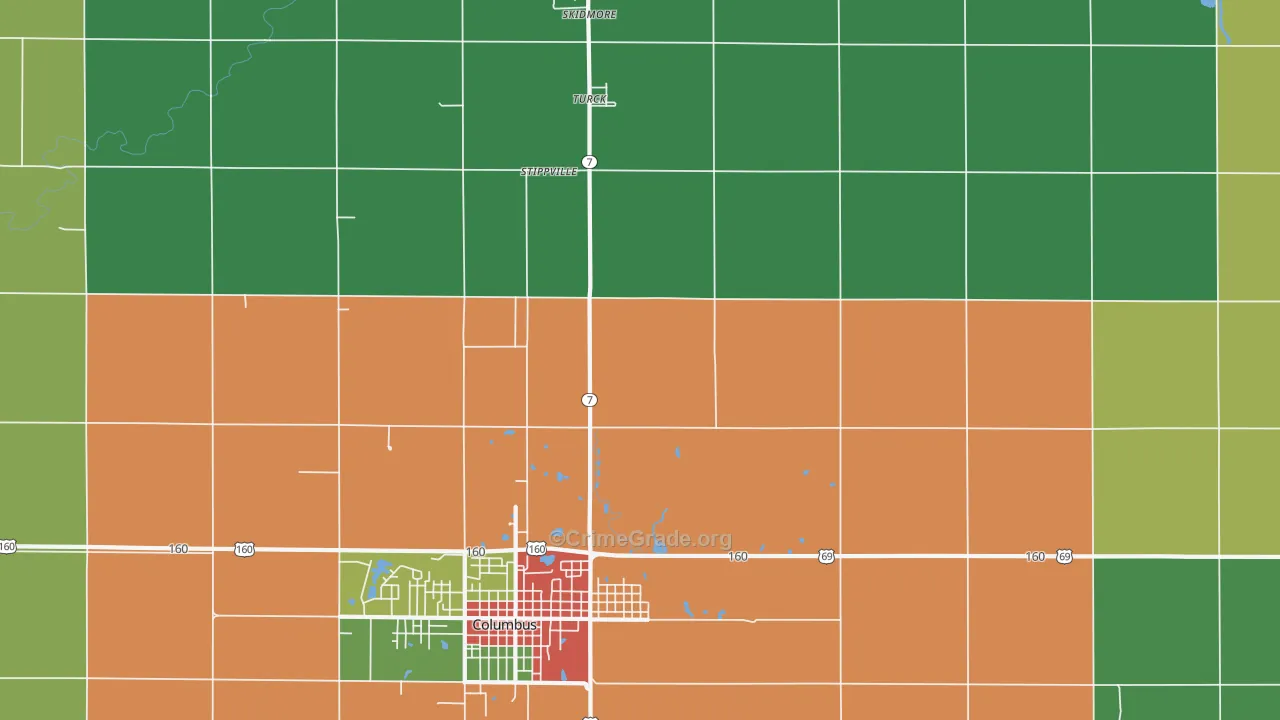 Stippville, KS Map of Theft Rates