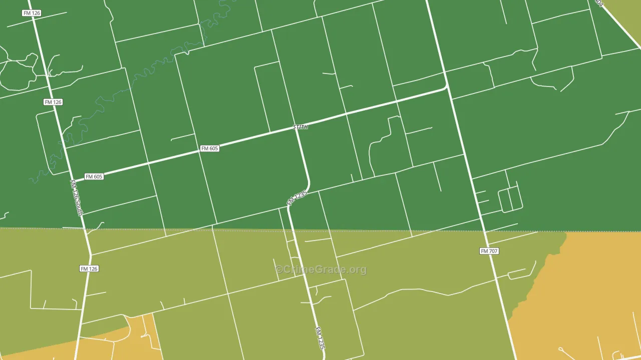 Stith, TX Map of Theft Rates