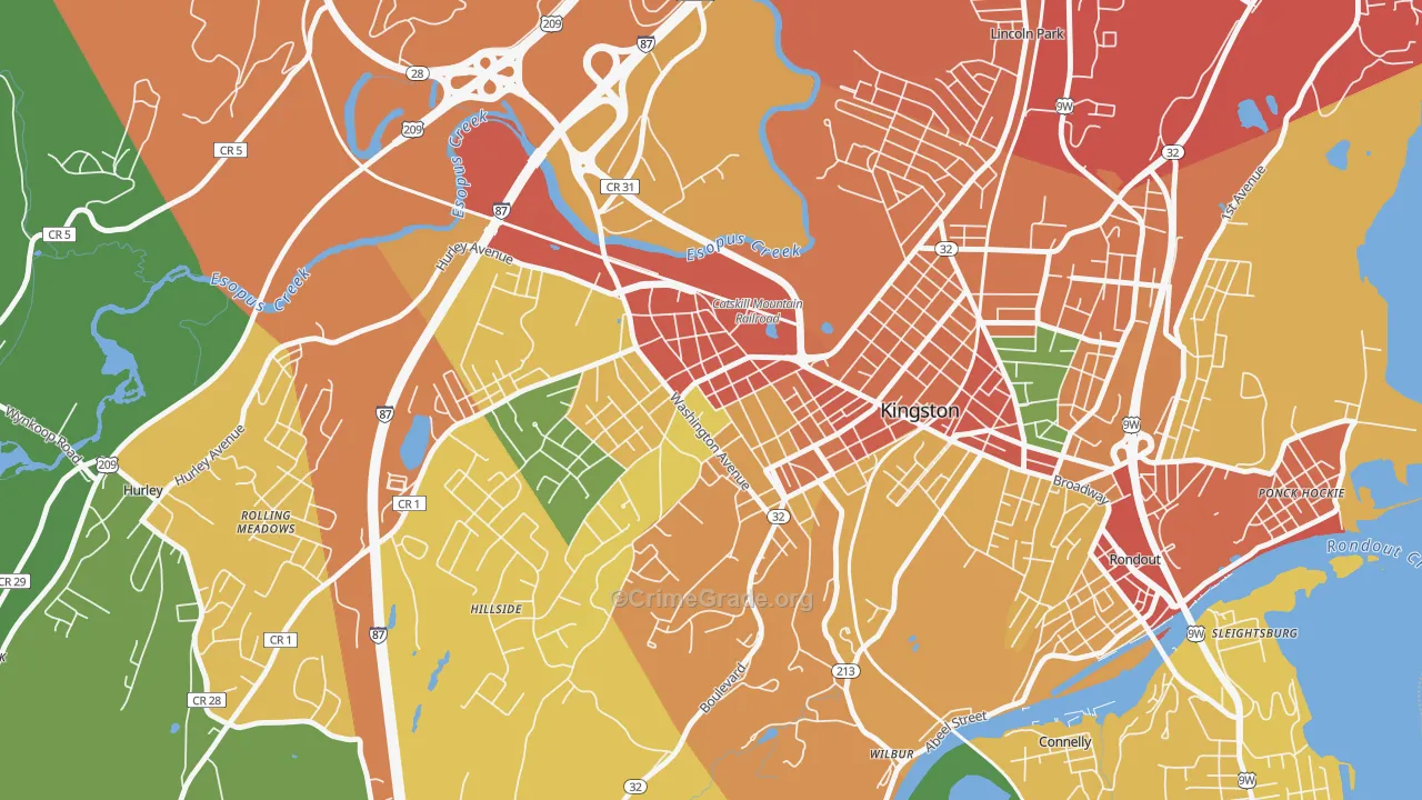 Stockade District, Kingston, NY Map of Theft Rates