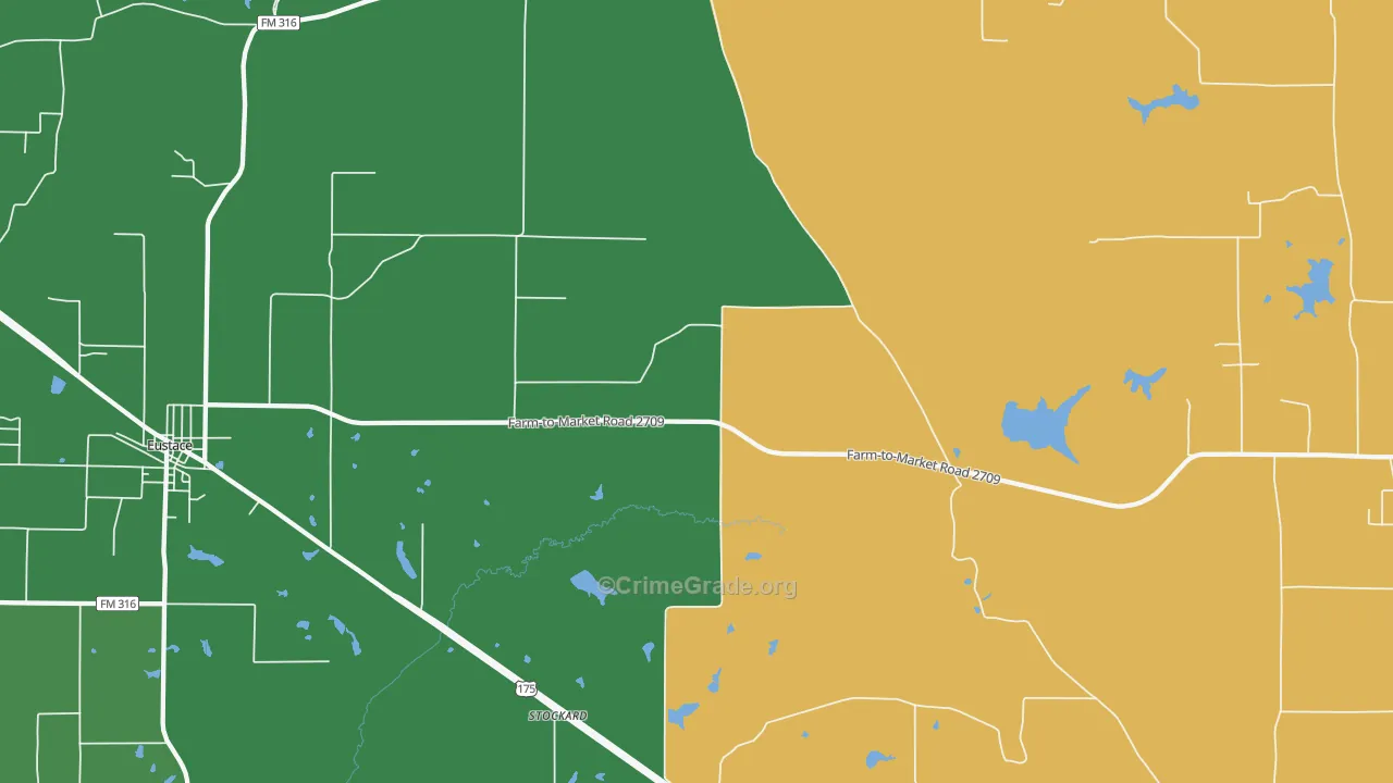 Stockard, TX Map of Theft Rates