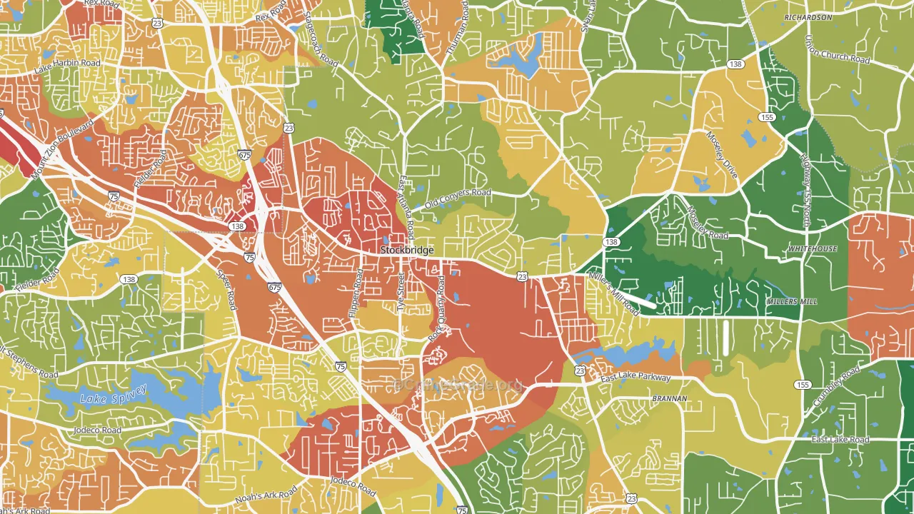 Stockbridge, GA Map of Theft Rates