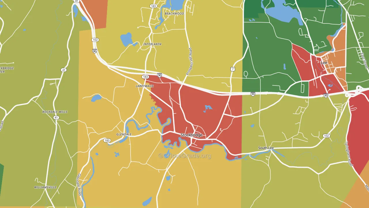 Stockbridge, MA Map of Theft Rates
