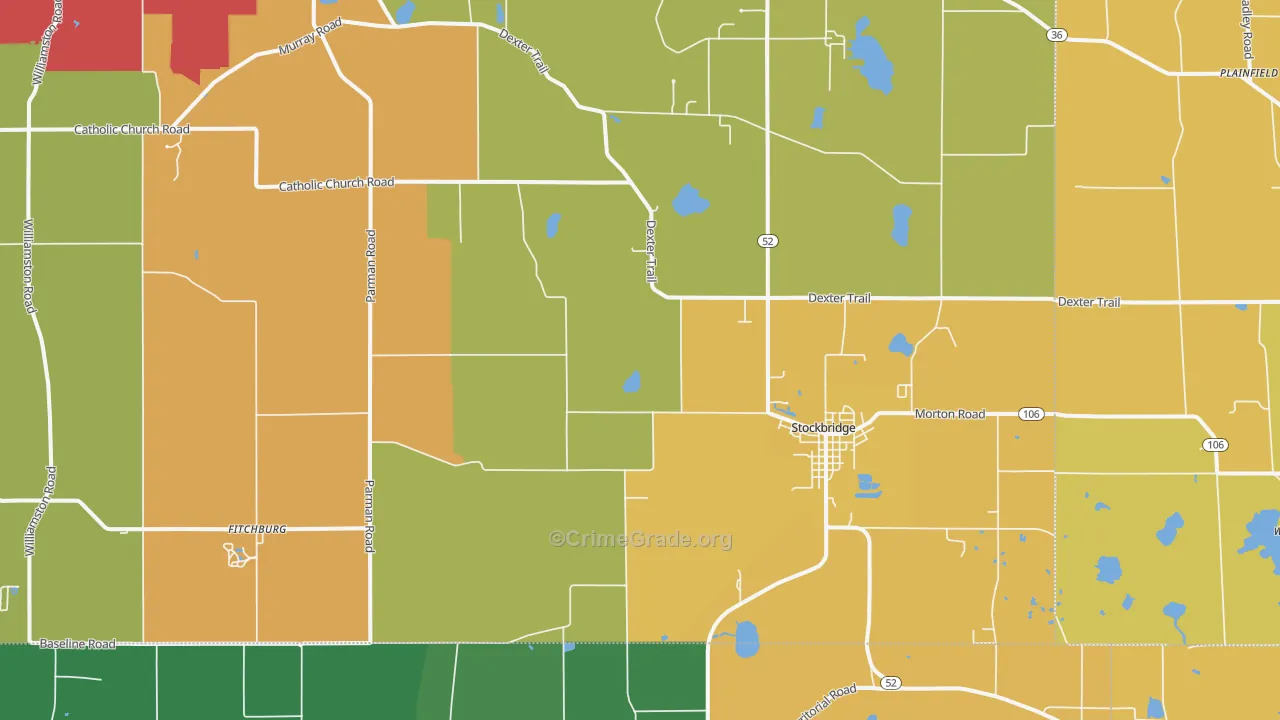 Stockbridge, MI Map of Theft Rates
