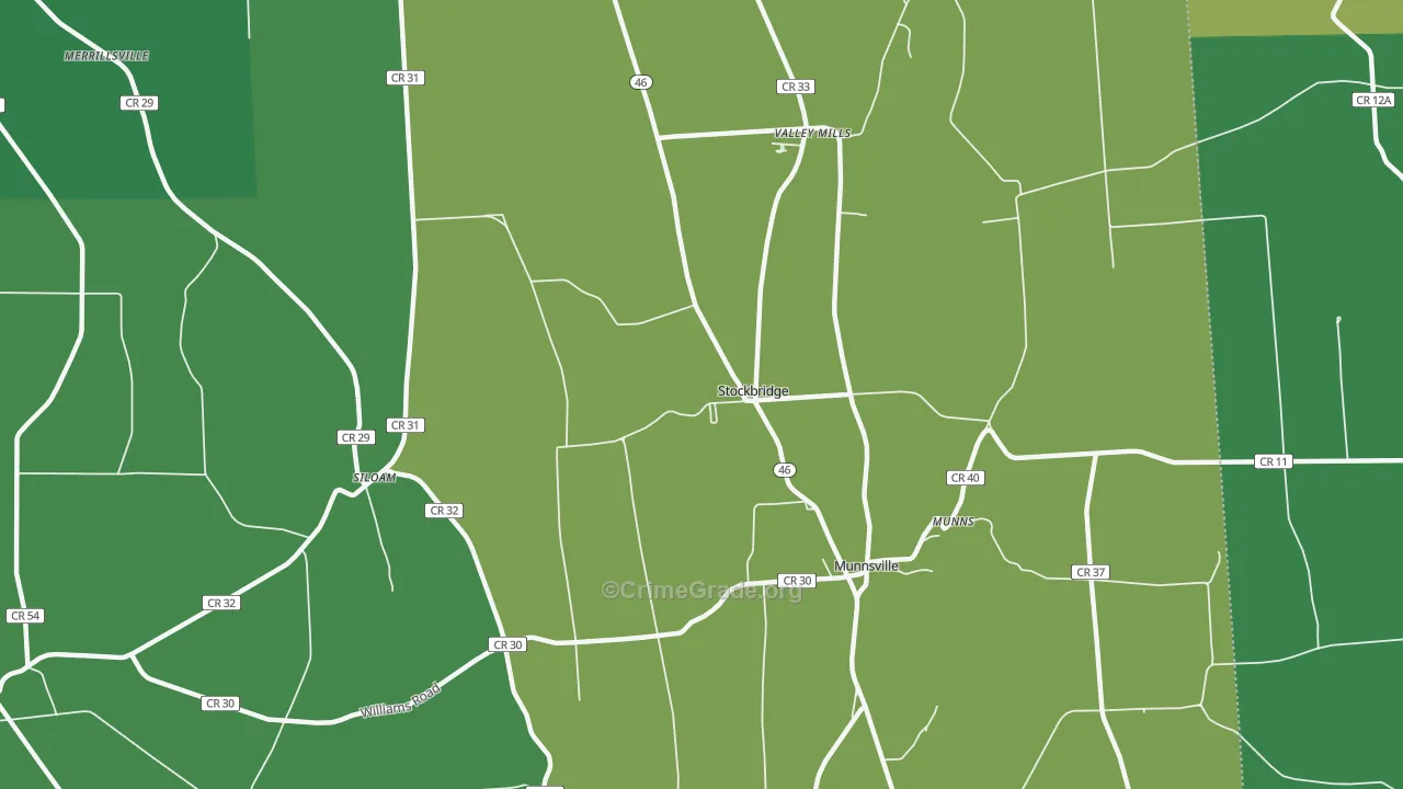 Stockbridge, NY Map of Theft Rates