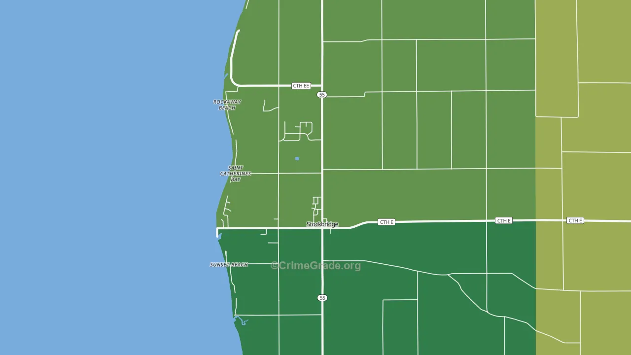 Stockbridge, WI Map of Theft Rates