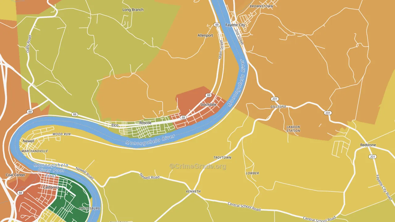 Stockdale, PA Map of Theft Rates