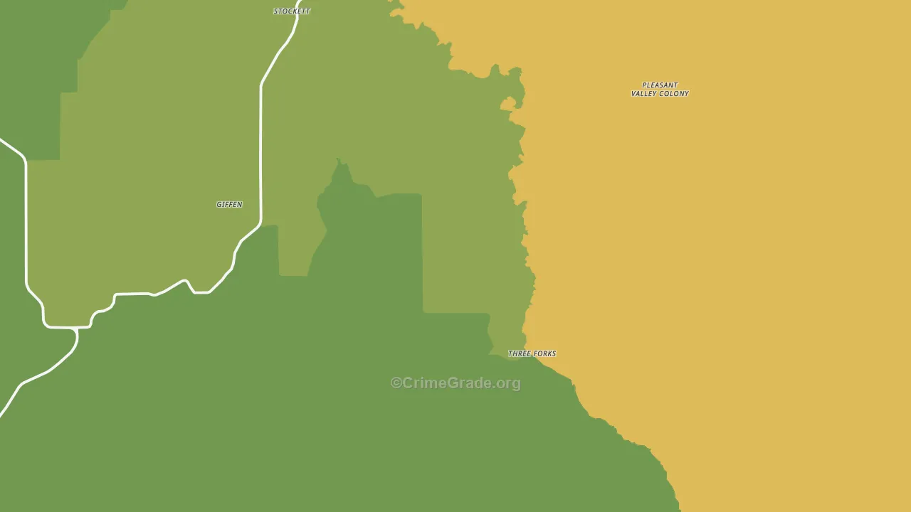 Stockett, MT Map of Theft Rates