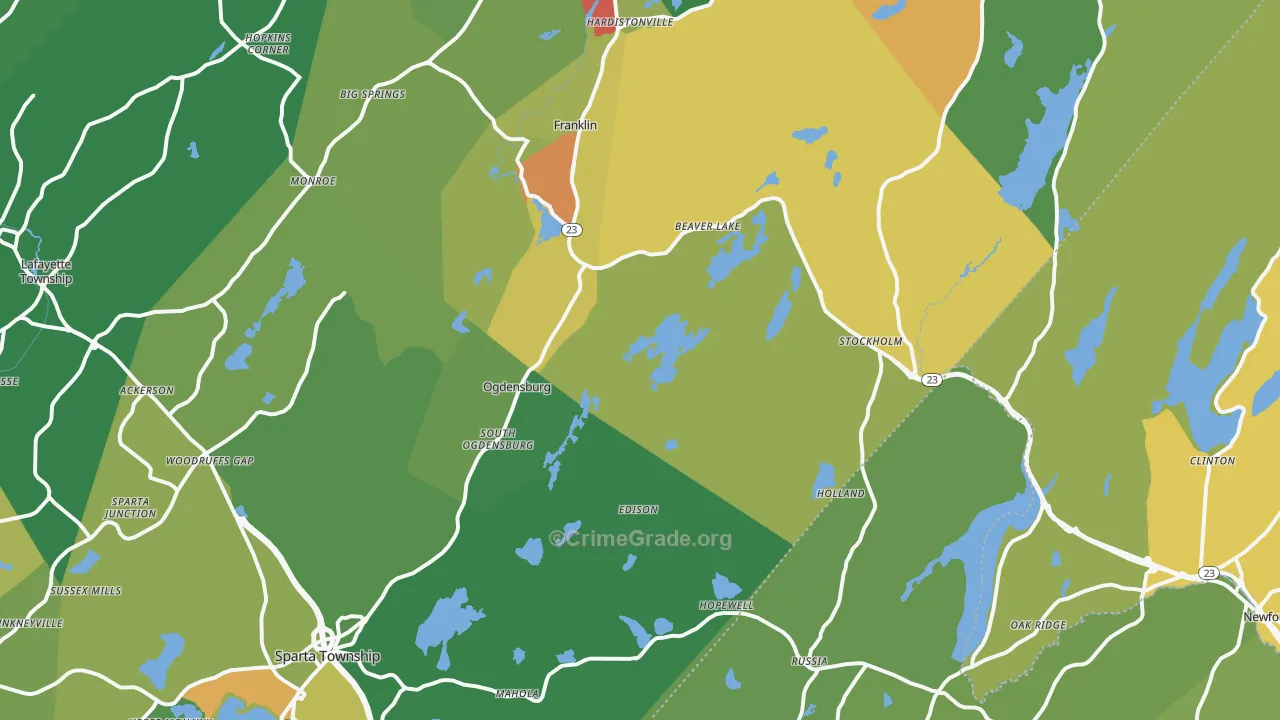 Stockholm, NJ Map of Theft Rates