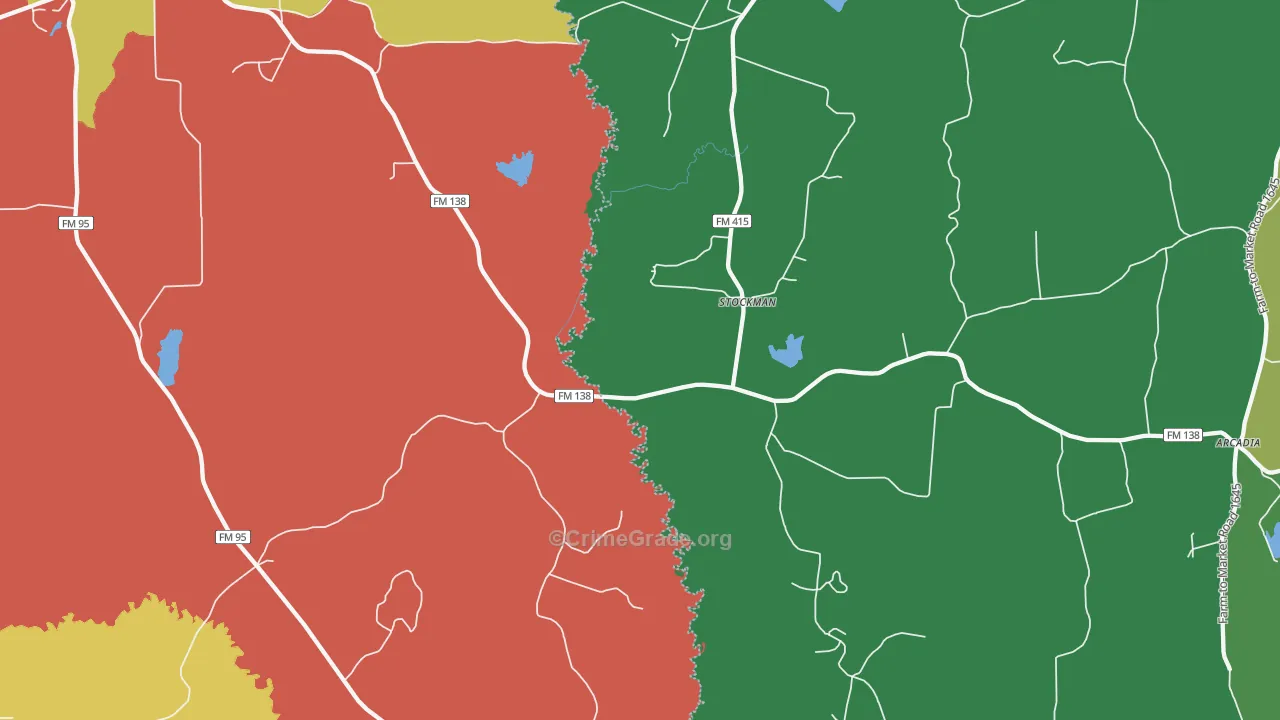 Stockman, TX Map of Theft Rates