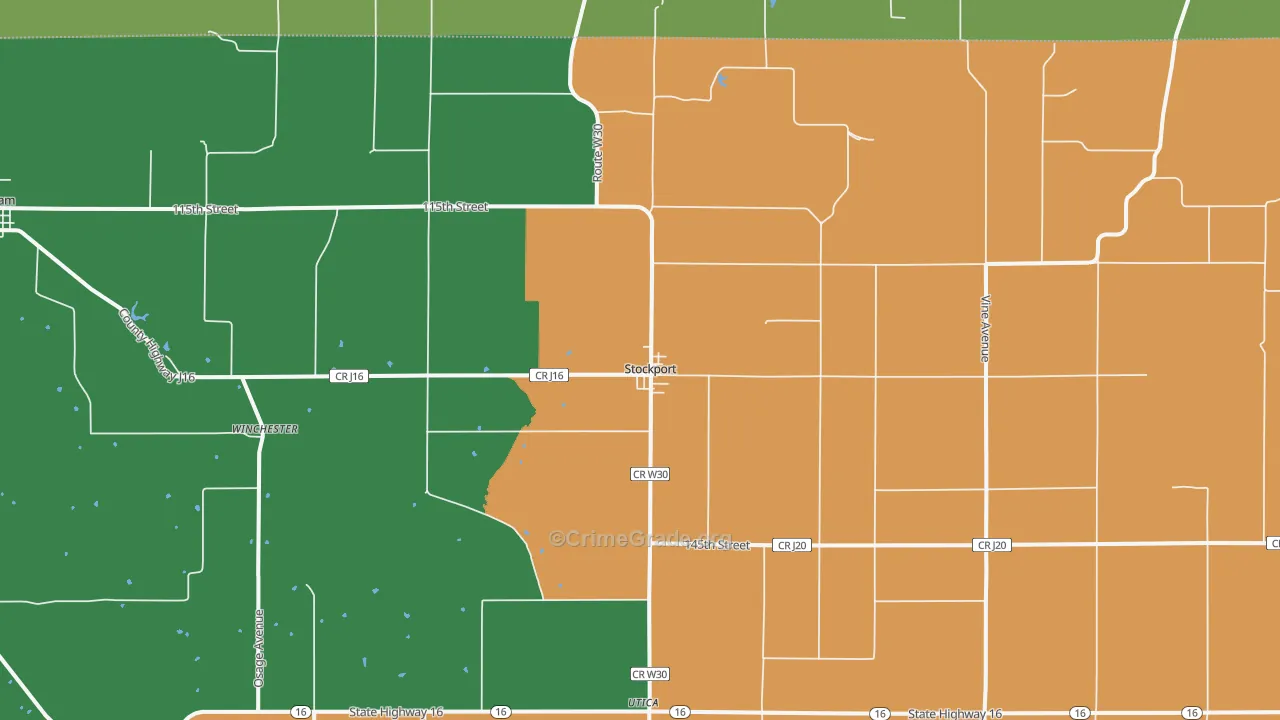 Stockport, IA Map of Theft Rates