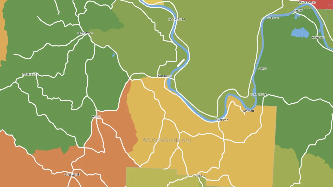 Stockport, OH Map of Theft Rates