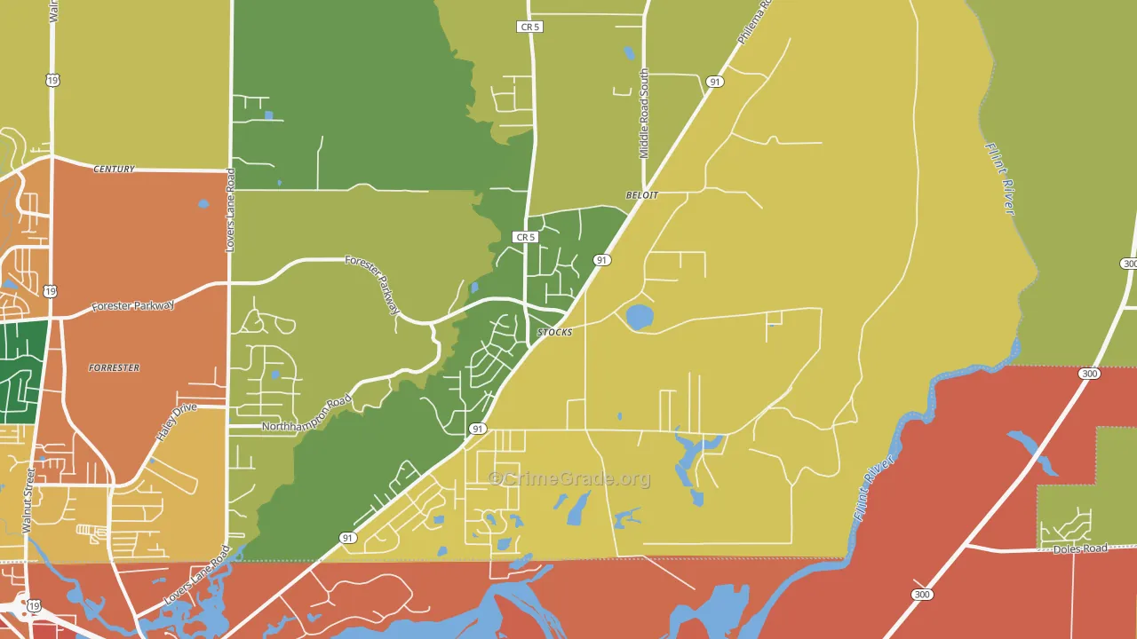 Stocks, GA Map of Theft Rates