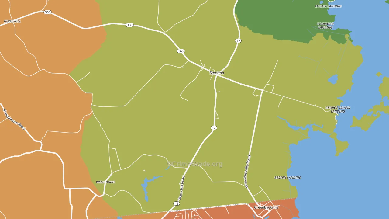 Stockton, MD Map of Theft Rates